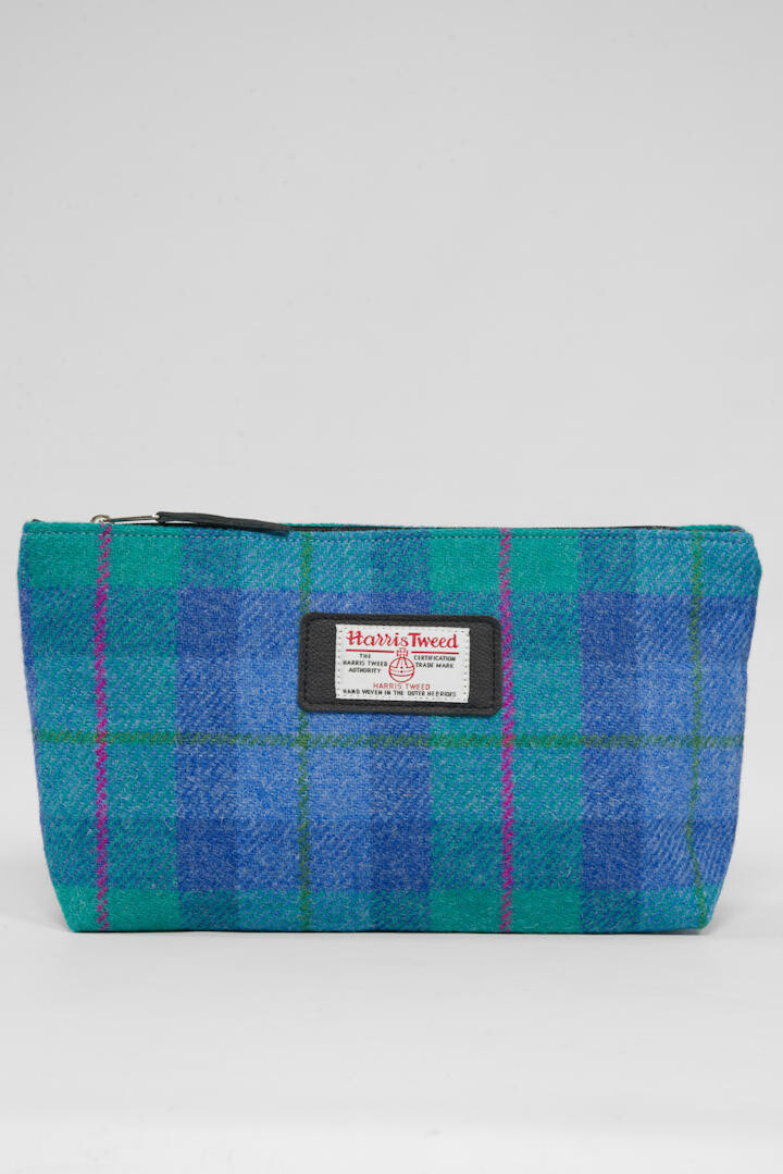 Harris Tweed Toiletries Bag A0122 (Black Leather) Harris Tweed