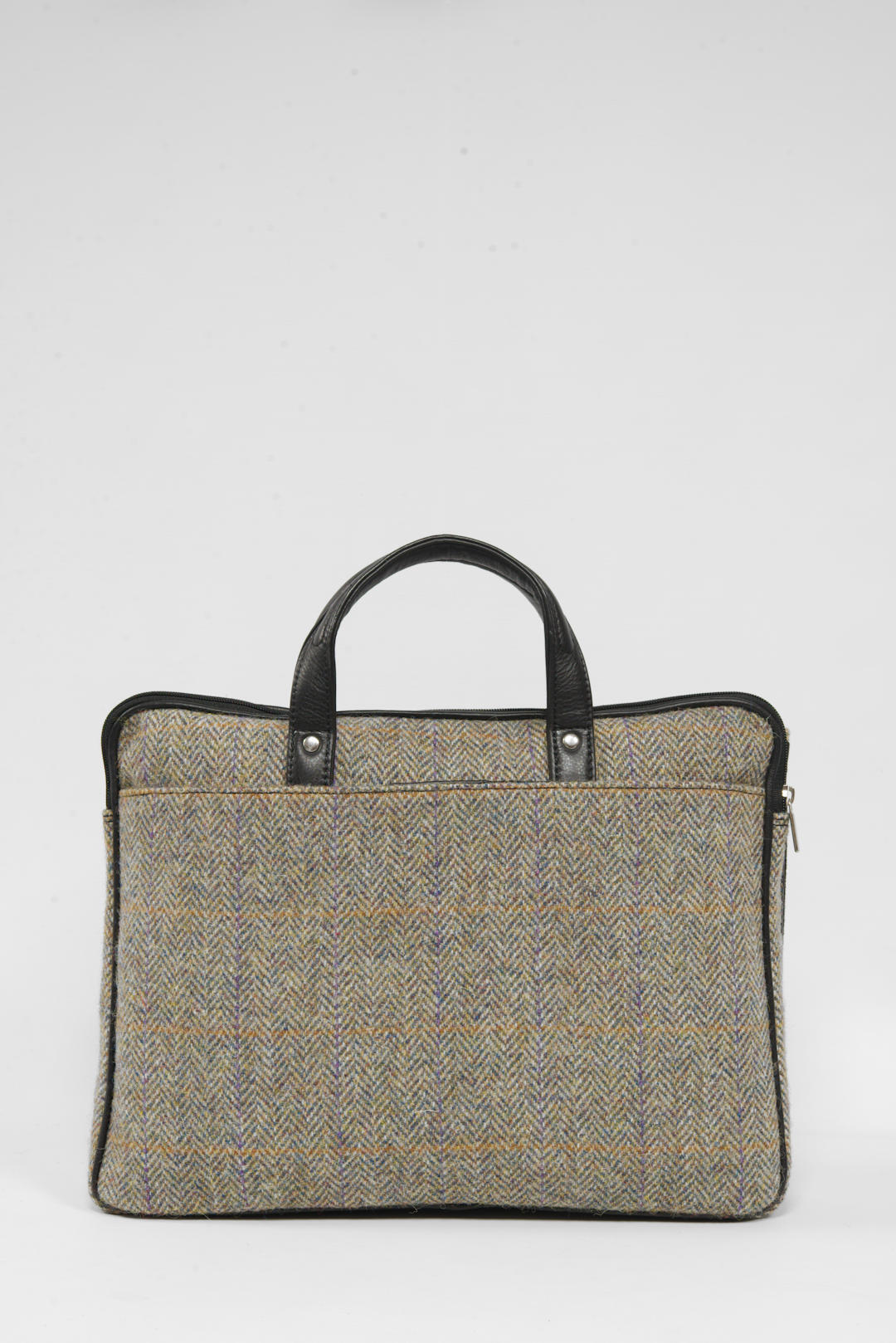 Harris Tweed Laptop Bag HB107 Black Leather Harris Tweed
