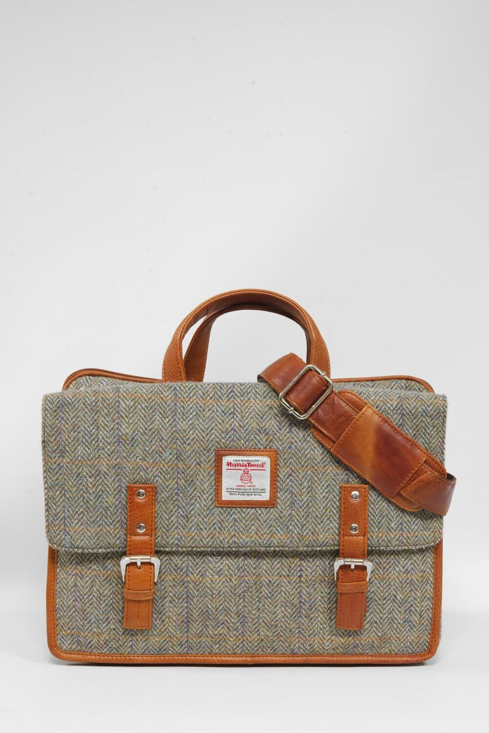 Harris Tweed Laptop Bag HB107 (Tan Leather)NL Harris Tweed Laptop