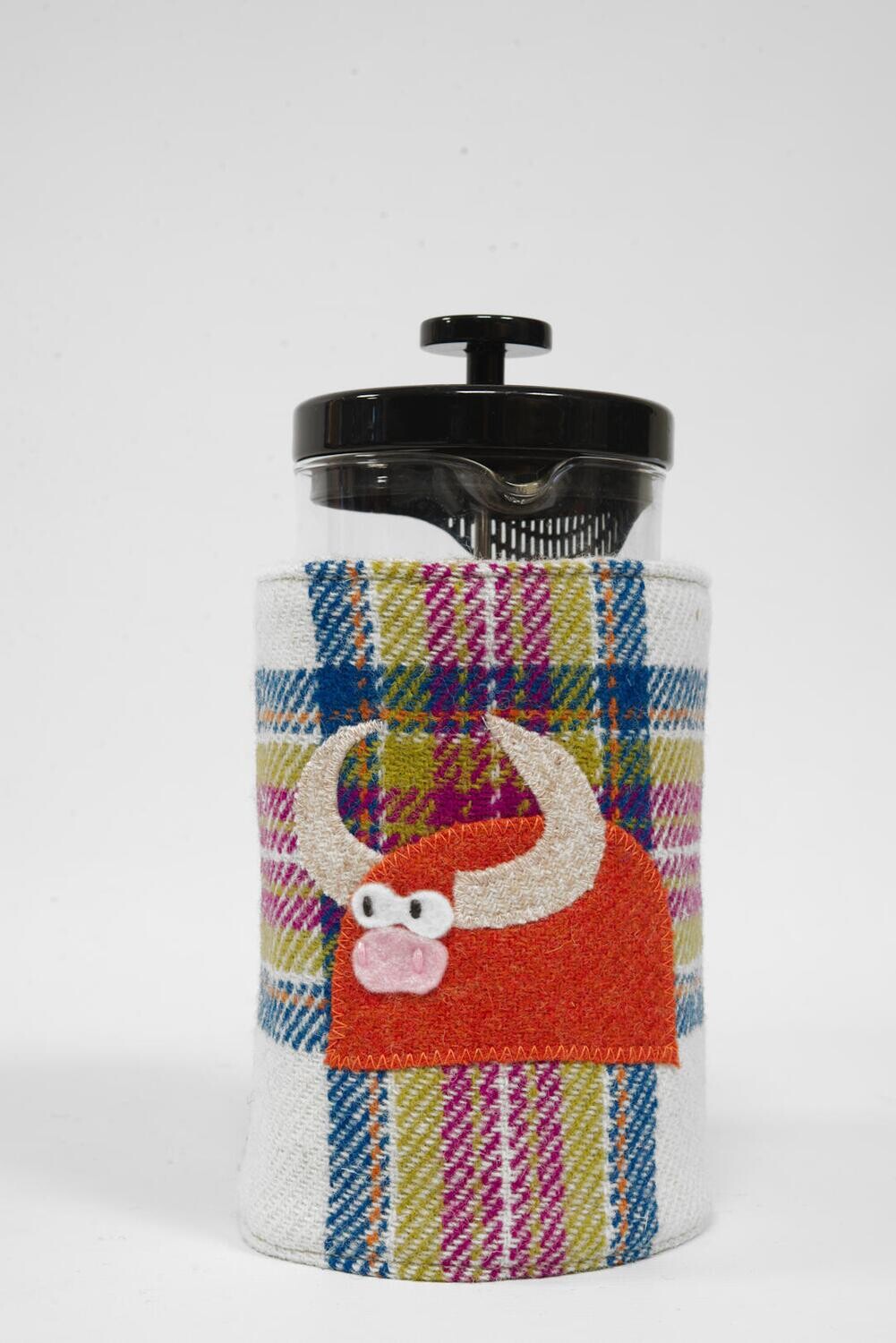 Harris Tweed Cafetiere Cosy Pink Turquoise Check (Cow)
