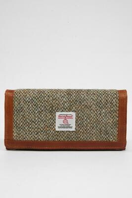 Harris Tweed Tarbert Wallet Purse | BC2 Tan Leather