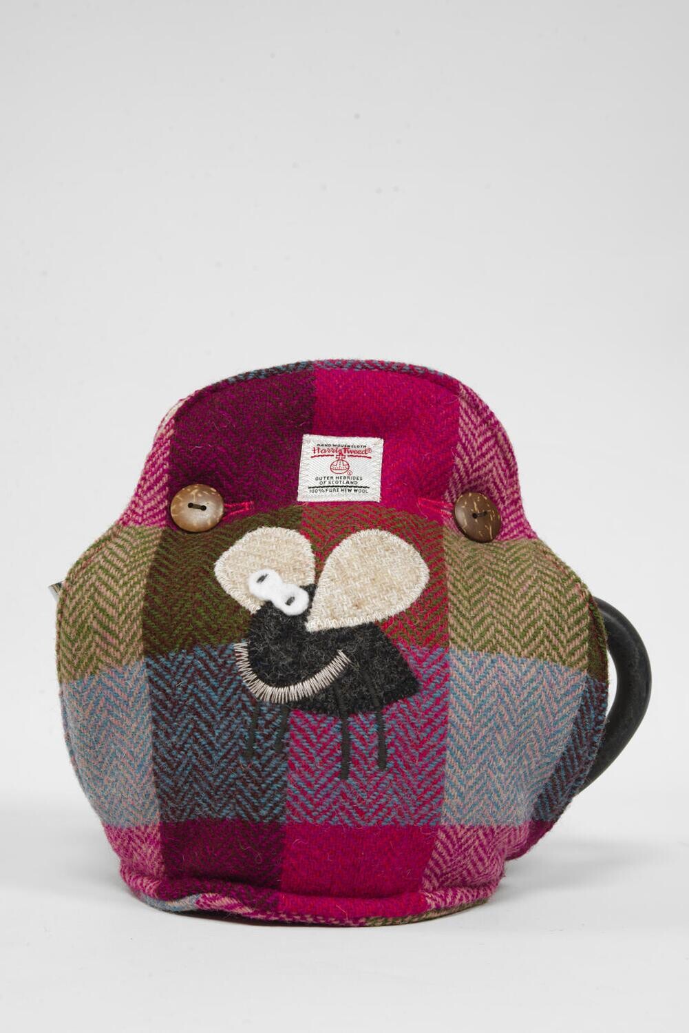 Harris Tweed Tea Cosy Raspberry Green HB Block Check Midge Harris