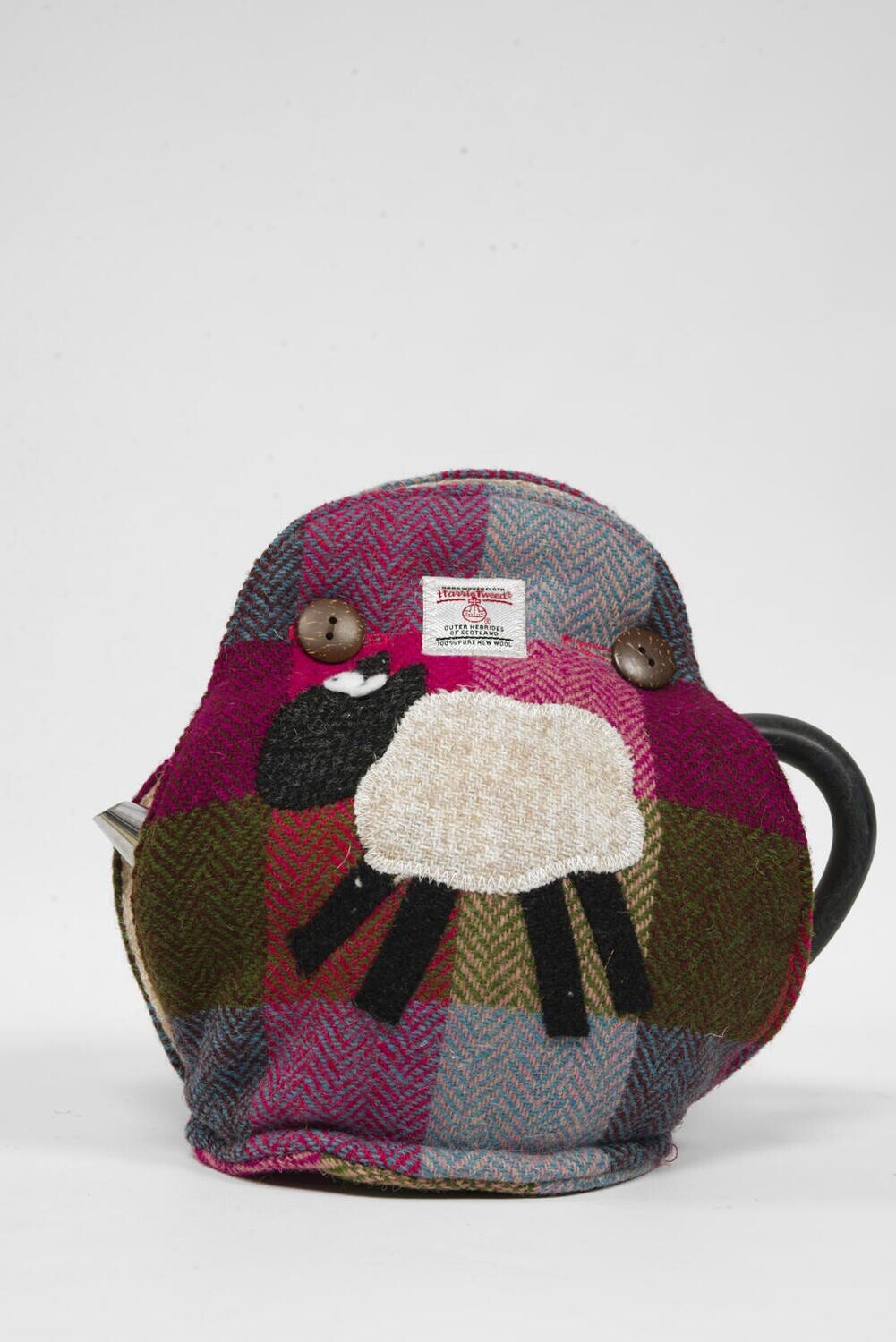 Harris Tweed Tea Cosy Raspberry Green HB Block Check Sheep Harris