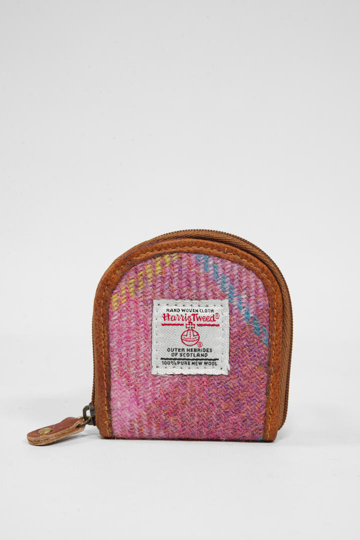 Harris Tweed Lewis Tray Coin Purse | A0223 (C) (Tan Leather)