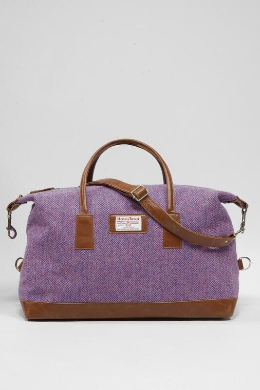 Harris Tweed Luggage Bag | NHB2  (Tan Leather)