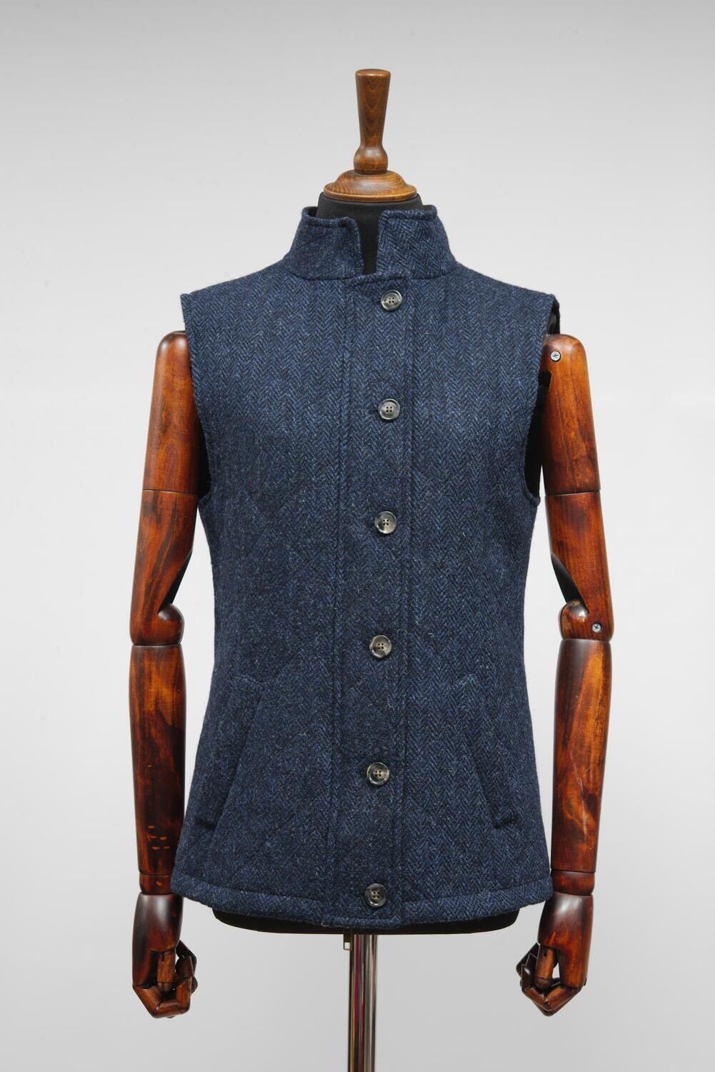 Harris Tweed Andi Gilet | Navy Herringbone