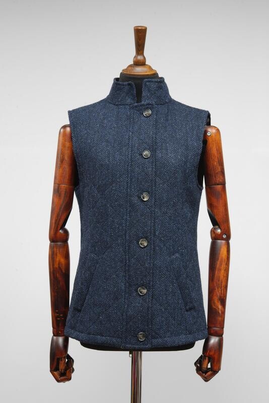 Harris Tweed Andi Gilet | Navy Herringbone