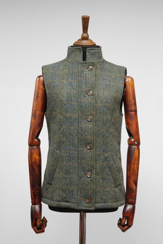 Harris Tweed Andi Gilet | Green HB With Overcheck