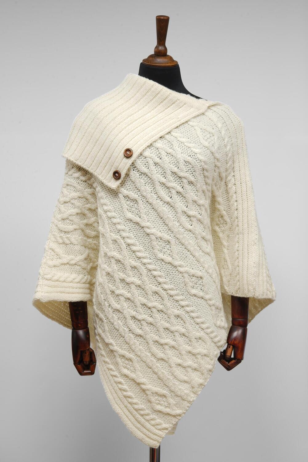 Long Neck Poncho | Ecru