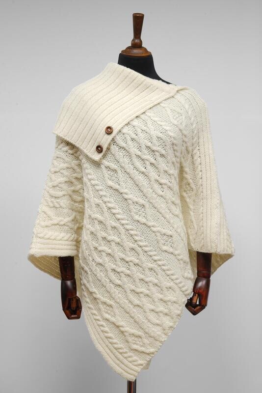 Long Neck Poncho | Ecru