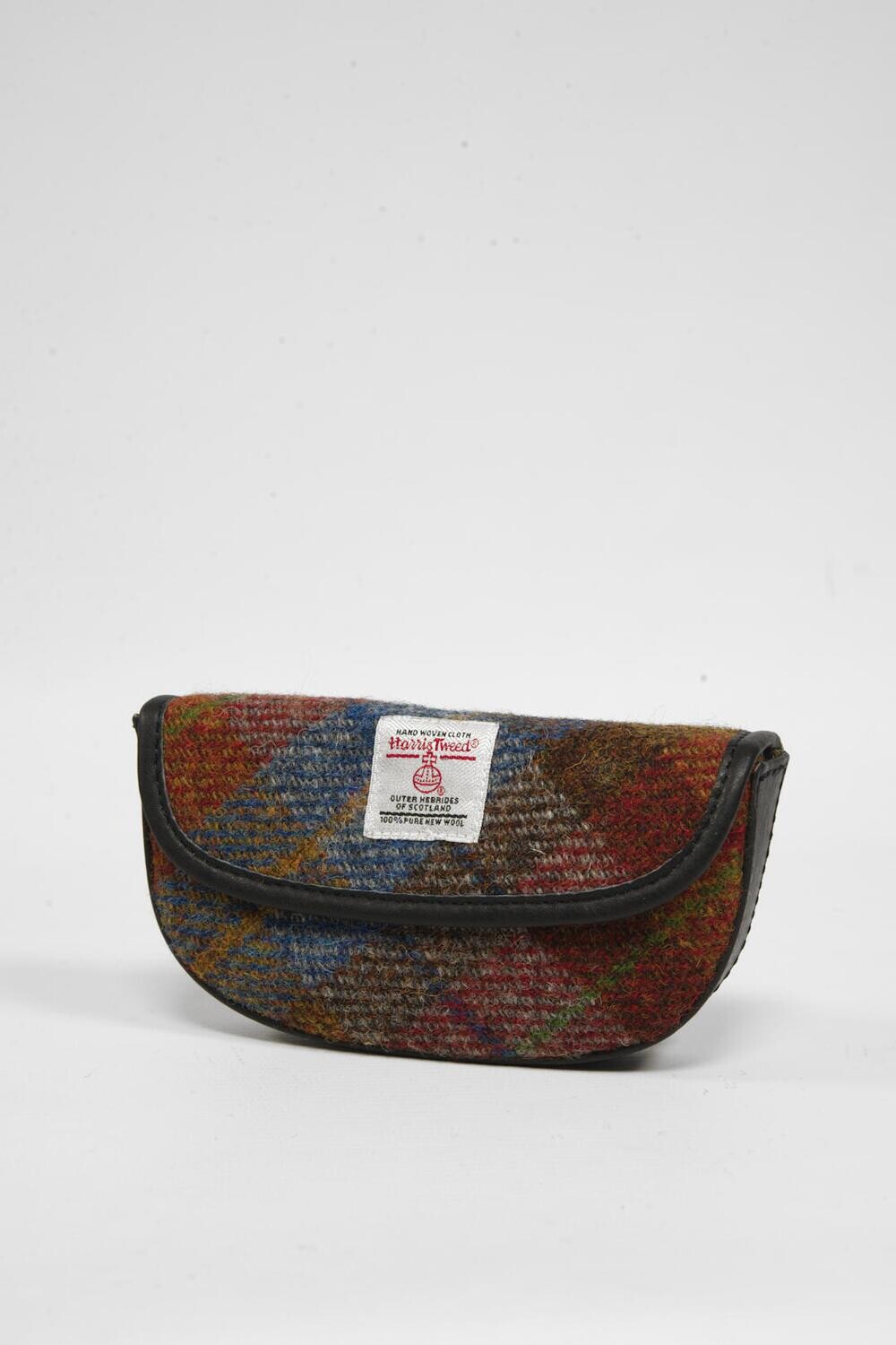 Harris Tweed Spectacle Case Style 2 | A0212 (C) (Black Leather)