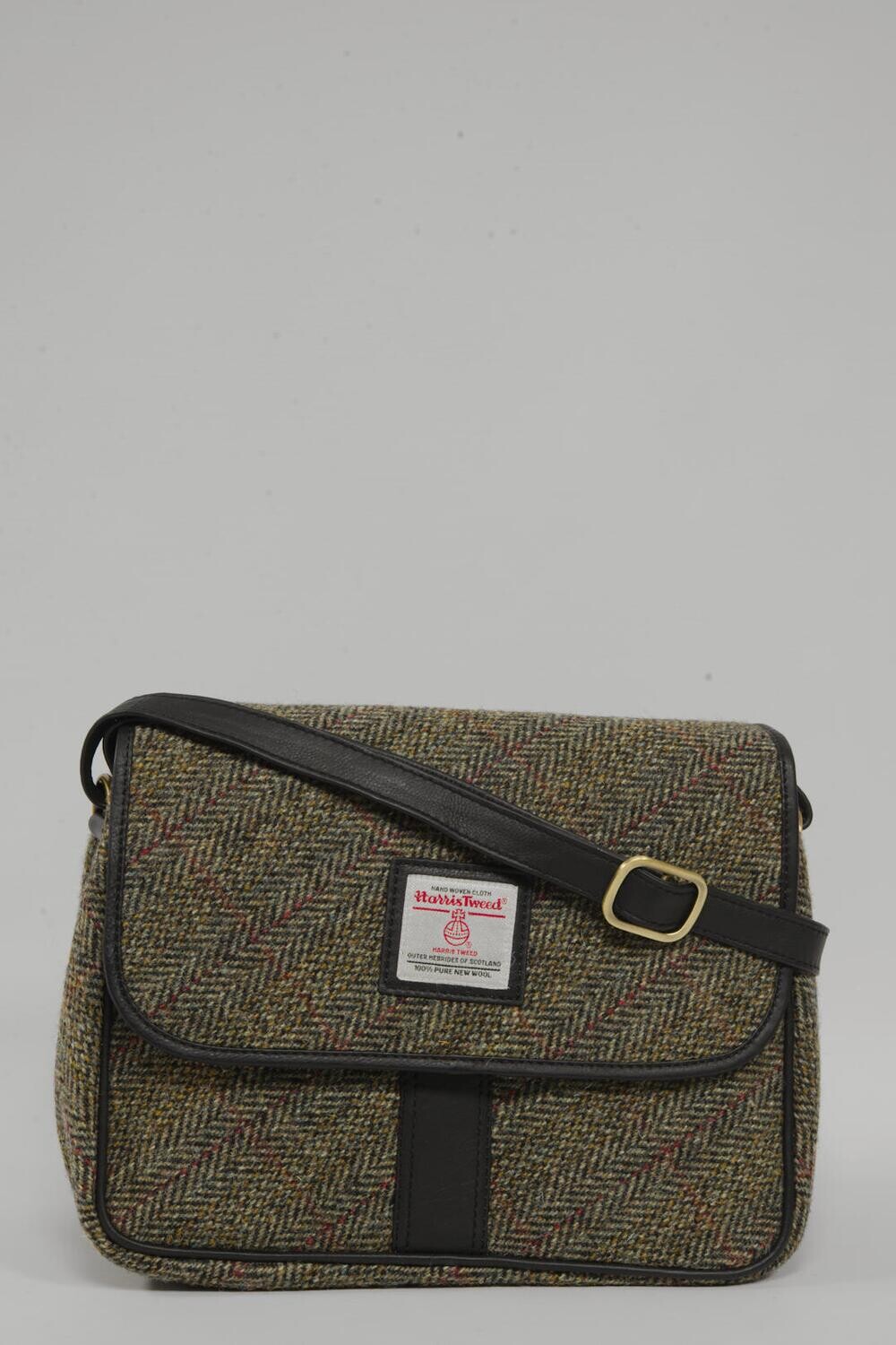 Harris Tweed Shoulder Bag | HB127 (Black Leather)