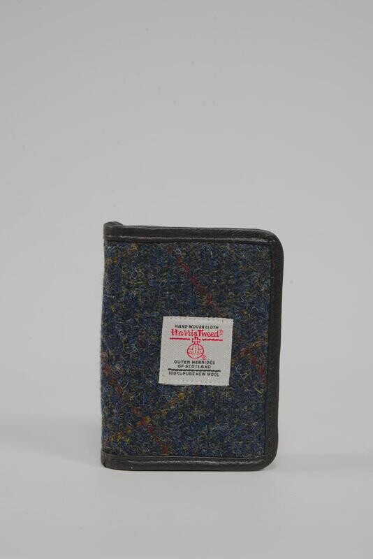 Harris Tweed Credit Card Holder | A0239 (C) (Black Leather)