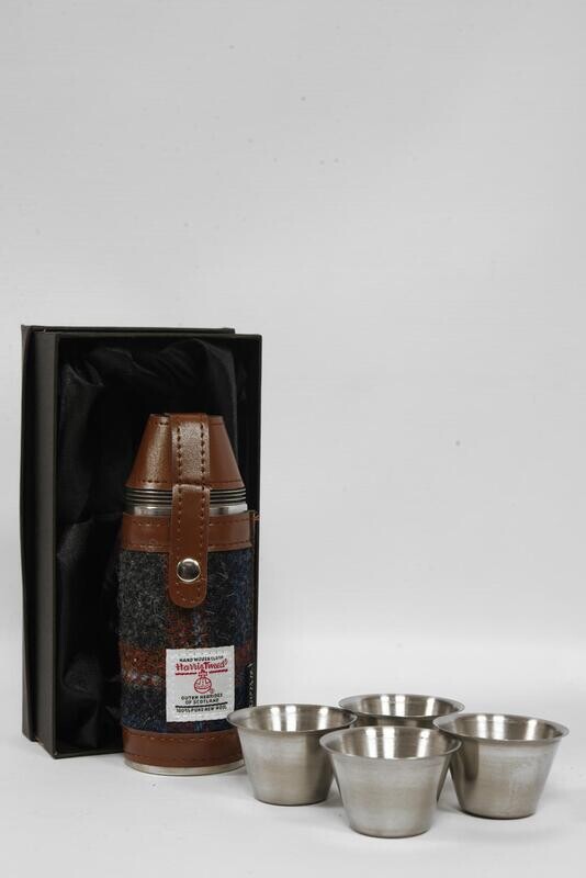 Harris Tweed Hunting Flask | Grey/Rust OC