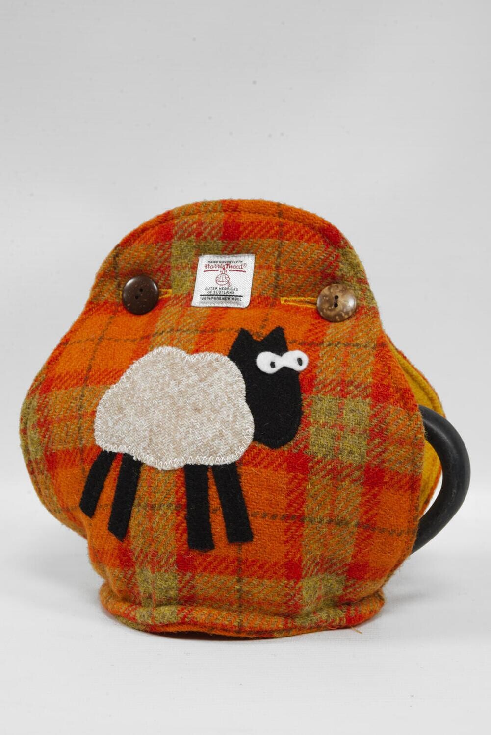 Harris Tweed Tea Cosy Orange Yellow Check Sheep Harris Tweed Tea Cosy