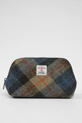 Harris Tweed Cosmetic Bag Style 2 | A0162 (C) (Black Leather)