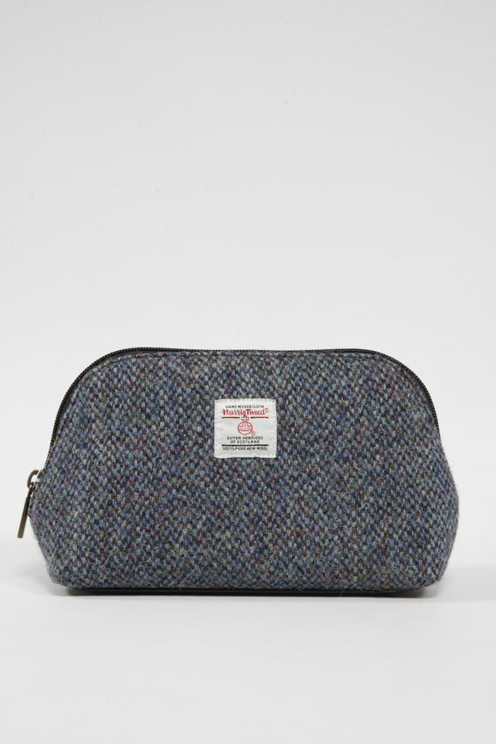 Harris Tweed Cosmetic Bag Style 2 BC1 (Black Leather) Harris Tweed Cosmetic Bag Style 2