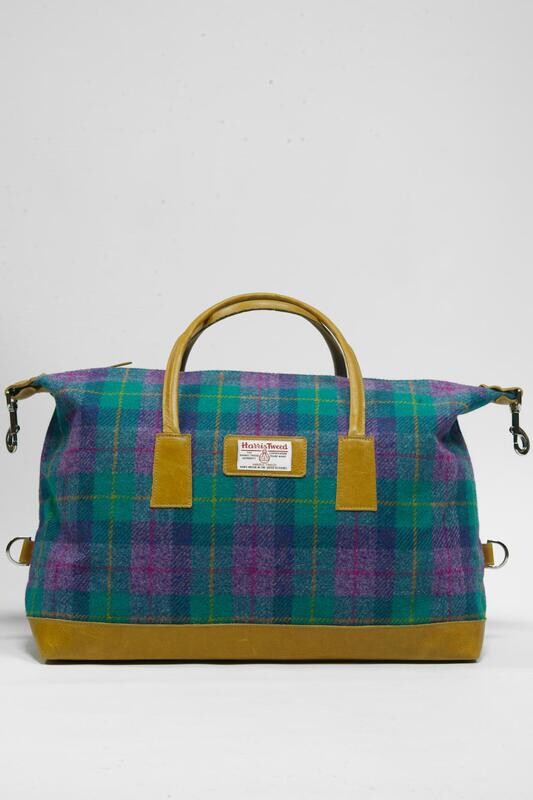 Harris Tweed Luggage Bag | A0222 (Bright Tan Leather)
