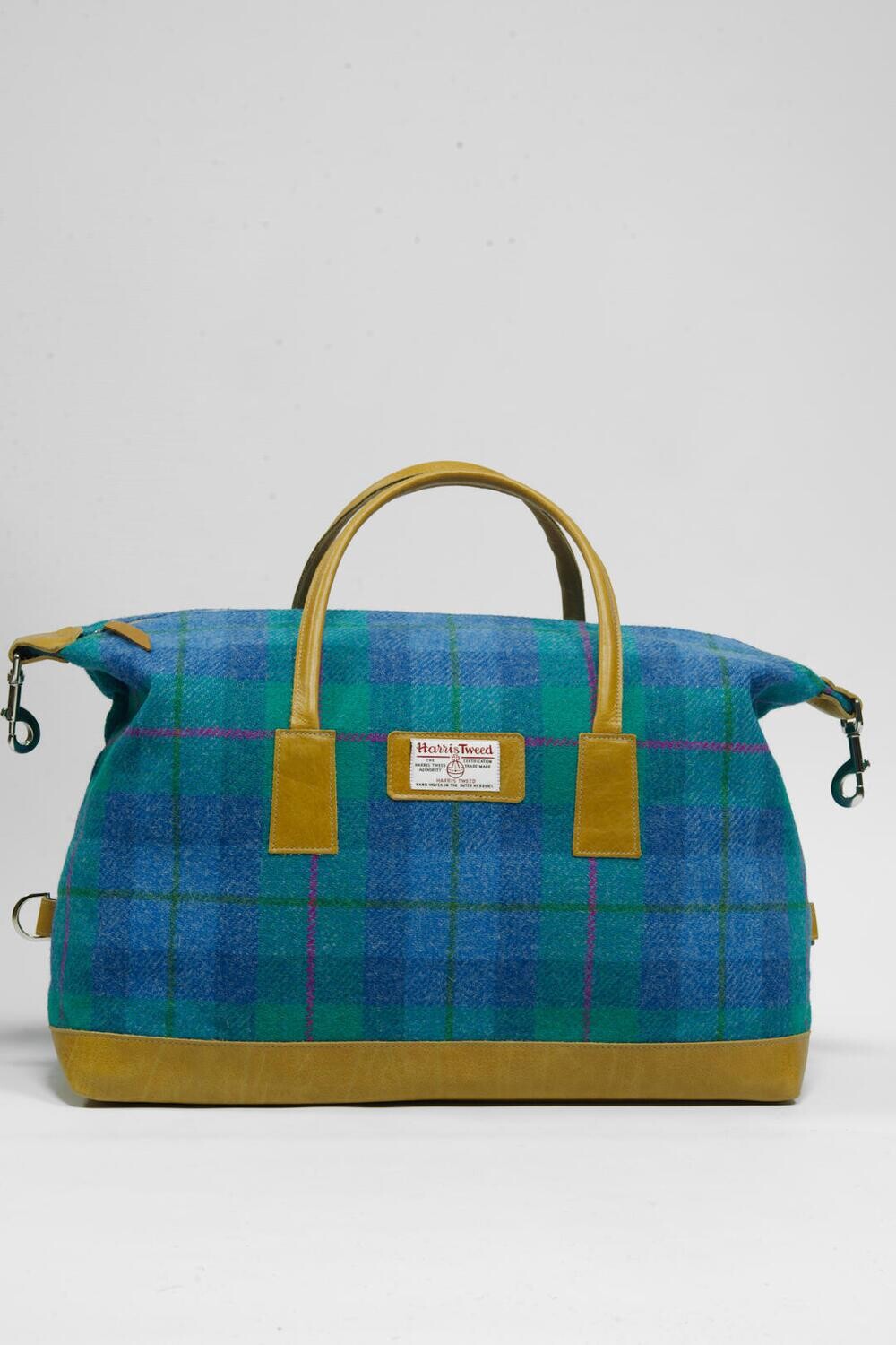 Harris Tweed Luggage Bag | A0122 (Bright Tan Leather)