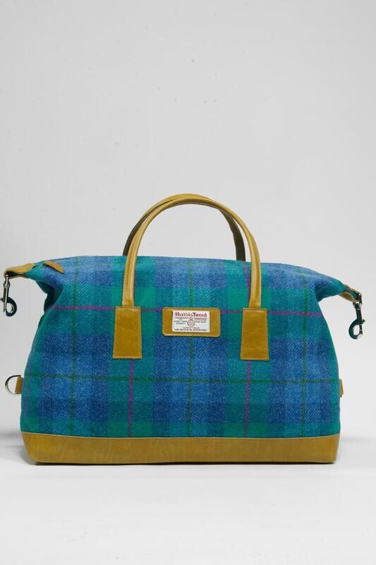 Harris Tweed Luggage Bag | A0122 (Bright Tan Leather)