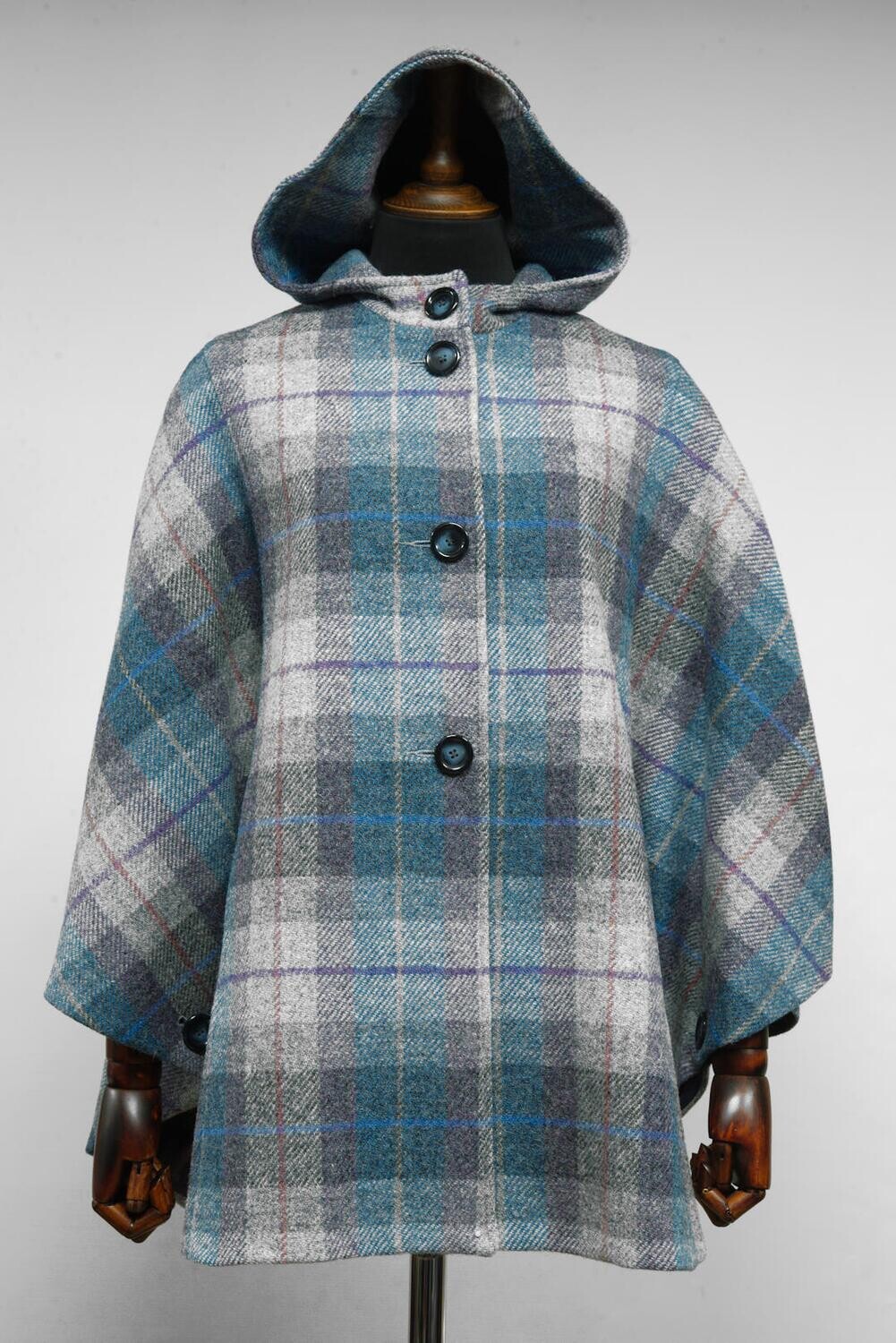 Harris Tweed Ladies Hooded Cape | Lavender Check
