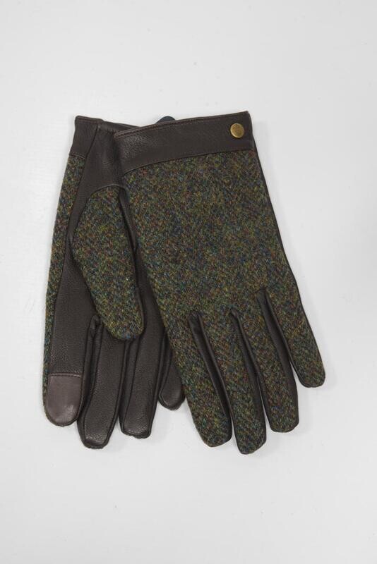 Harris Tweed Men's Lundale Gloves | Green Mix Herringbone (FW2016)
