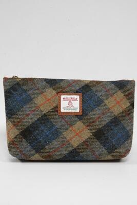 Harris Tweed Toiletries Bag | A0162(C) (Tan Leather) (NL)