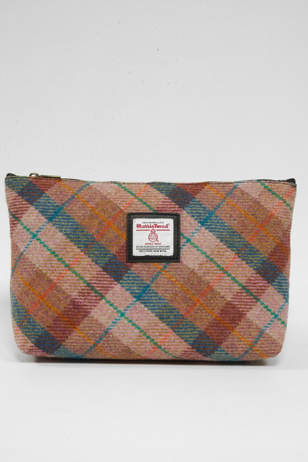 Harris Tweed Toiletries Bag | A0220 (C) (Black Leather)