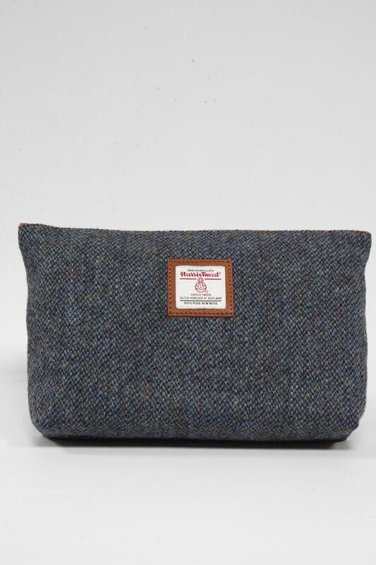Harris Tweed Toiletries Bag | BC1 (Tan Leather)