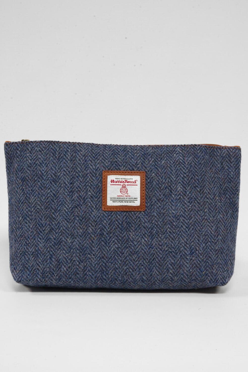 Harris Tweed Toiletries Bag | HB136 (Tan Leather)