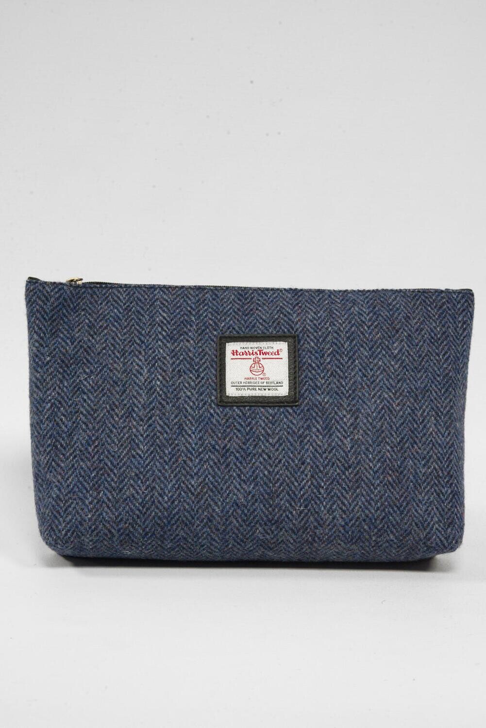 Harris Tweed Toiletries Bag | HB136 (Black Leather)