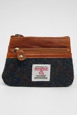 Harris Tweed Barra 3 Zip Purse | A0239 (C) Tan Leather
