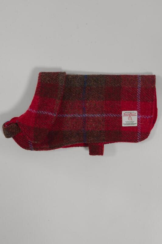 Harris Tweed Cosy Dog Coat | Red Check A001 Prices From