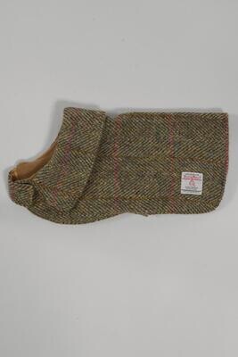 Harris Tweed Cosy Dog Coat | Olive Herringbone w/Pink OC Prices From