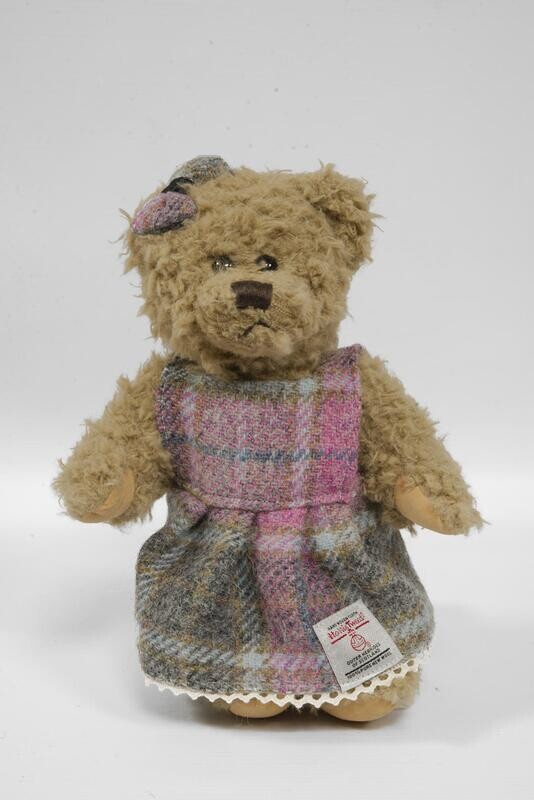 Teddy Bear with Harris Tweed Outfit | Girl Pink Mint Grey Check Small