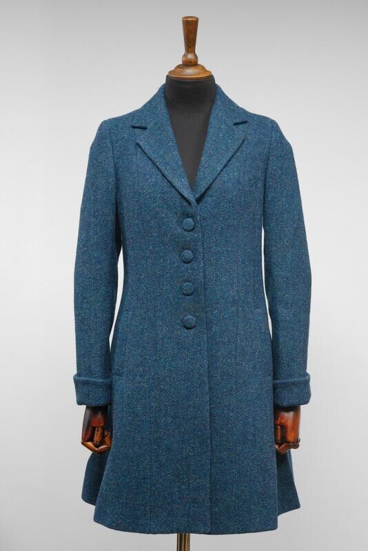 Harris Tweed Ladies Tara Coat | Blue Mix Herringbone
