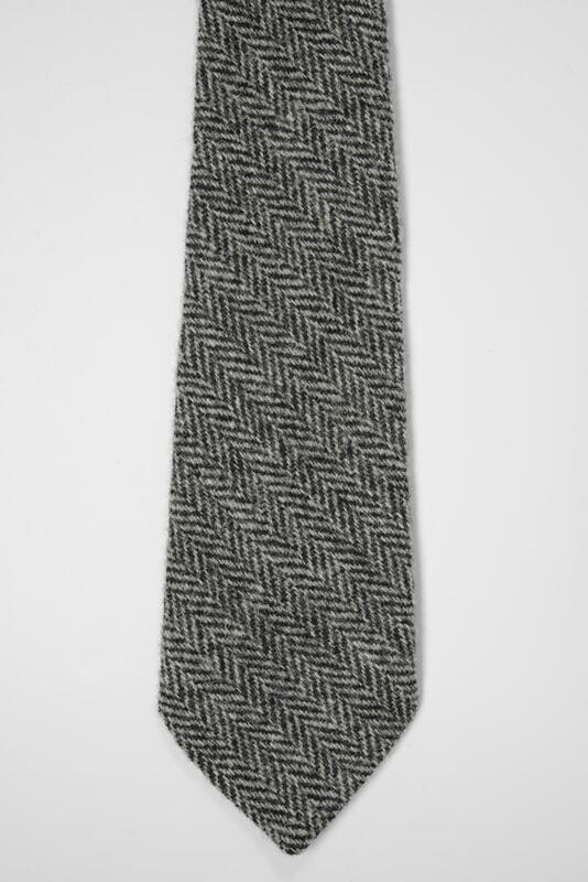 Harris Tweed Tie | Black/White Herringbone