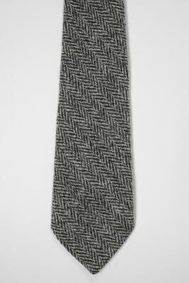 Harris Tweed Tie | Black/White Herringbone