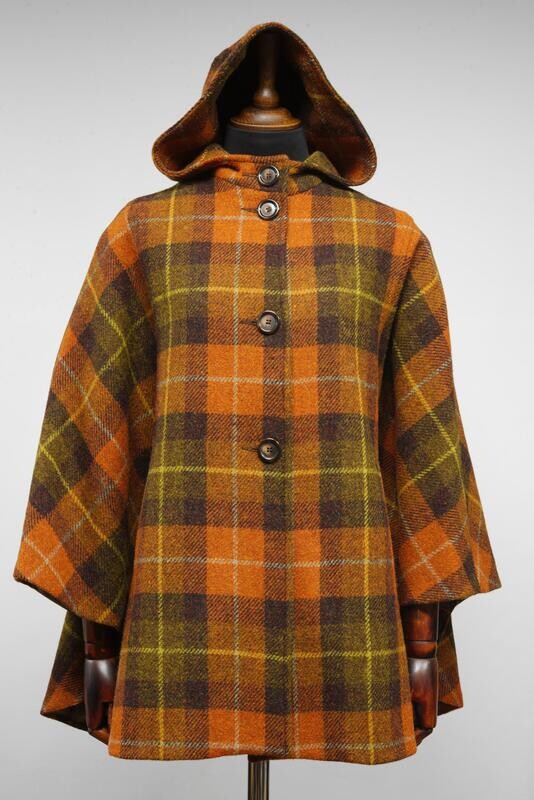 Harris Tweed Ladies Hooded Cape | Rust