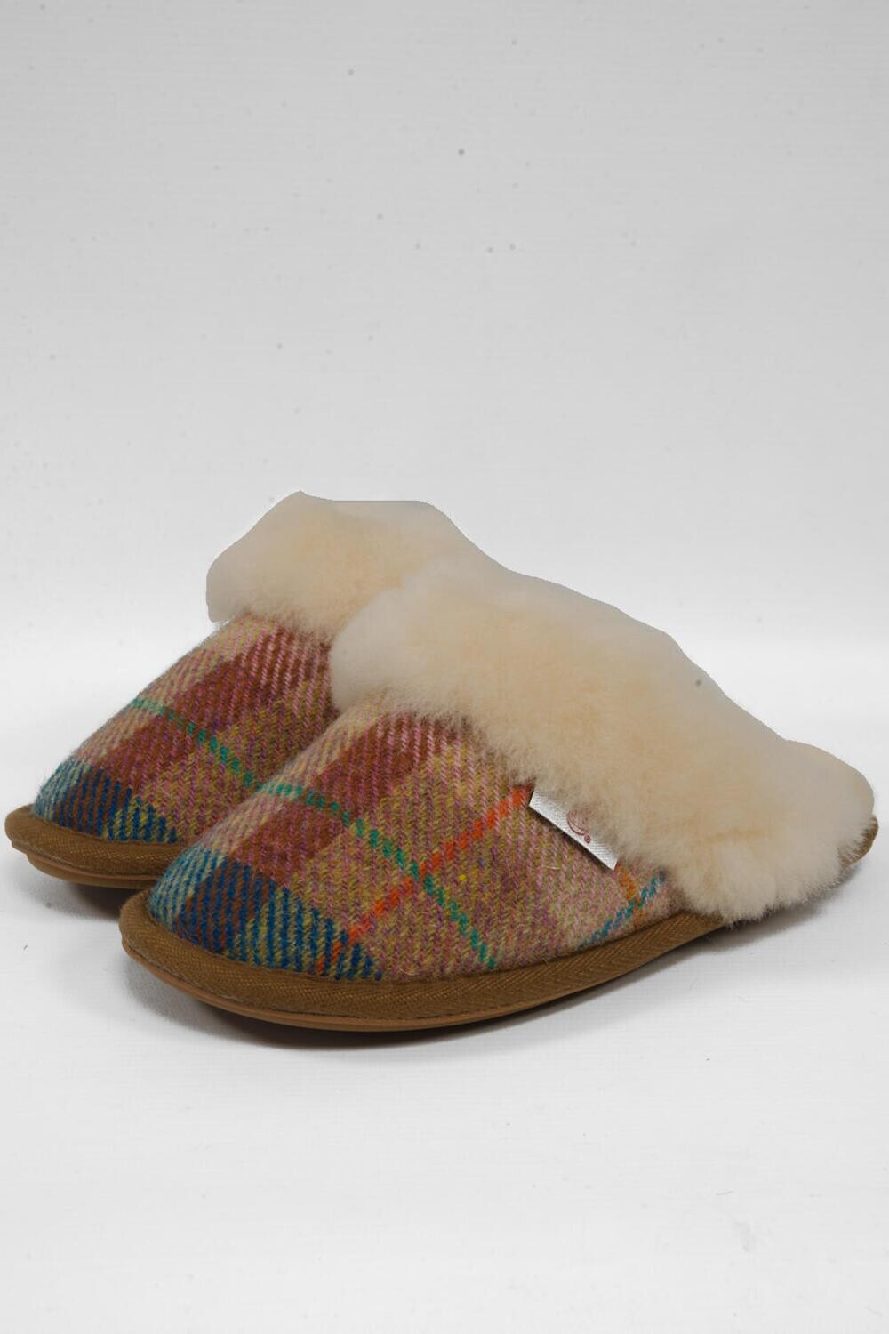 Harris Tweed Kate Slippers | Sand Honey Check
