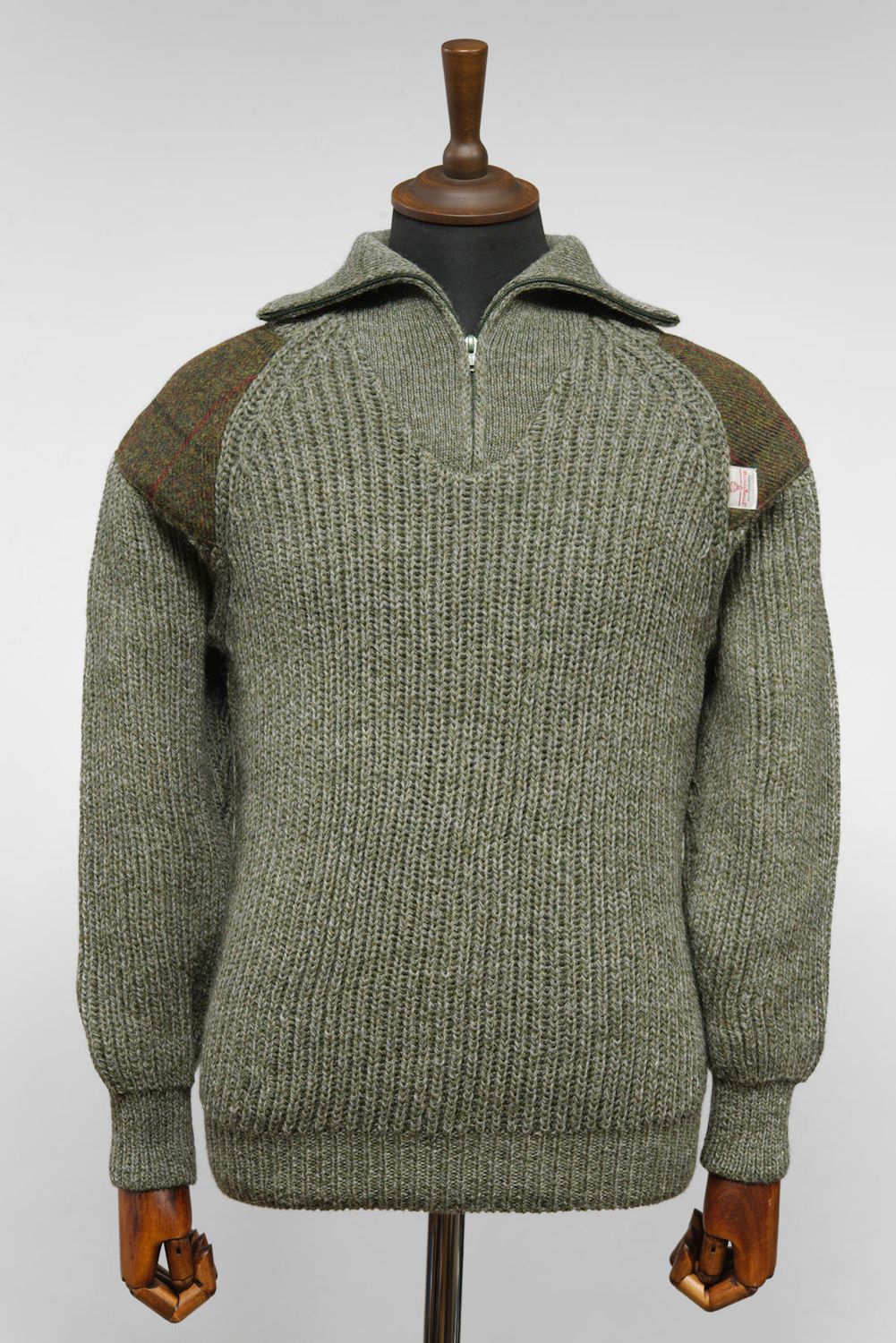 Mens Crofter 1/4 Zip Jumper | Sage Green