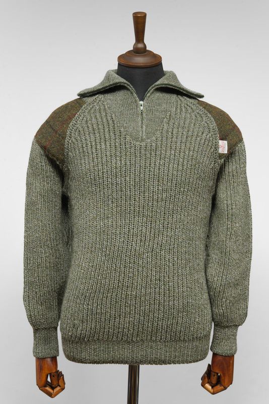 Mens Crofter 1/4 Zip Jumper | Sage Green