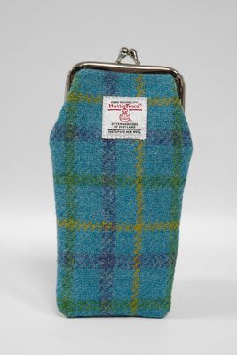 Harris Tweed Spectacle Case | Teal Blue Multi Check
