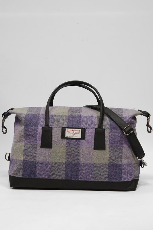 Harris Tweed Luggage Bag | HB156 (Black Leather)