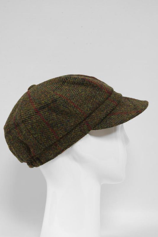 Harris Tweed Baker Boy Hat | Green Check HH