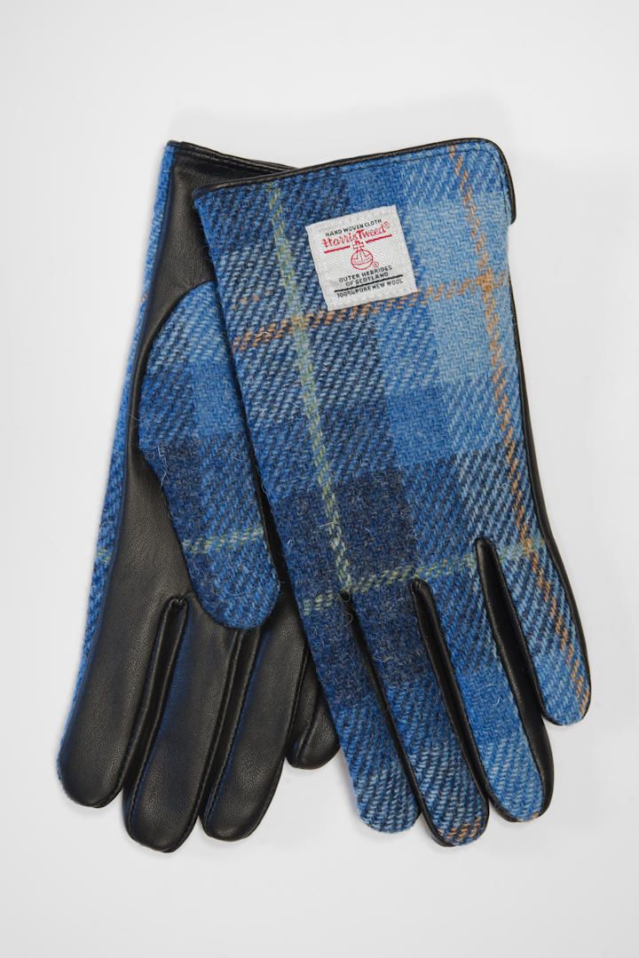 Harris Tweed Ladies Gloves | Blue Pastels