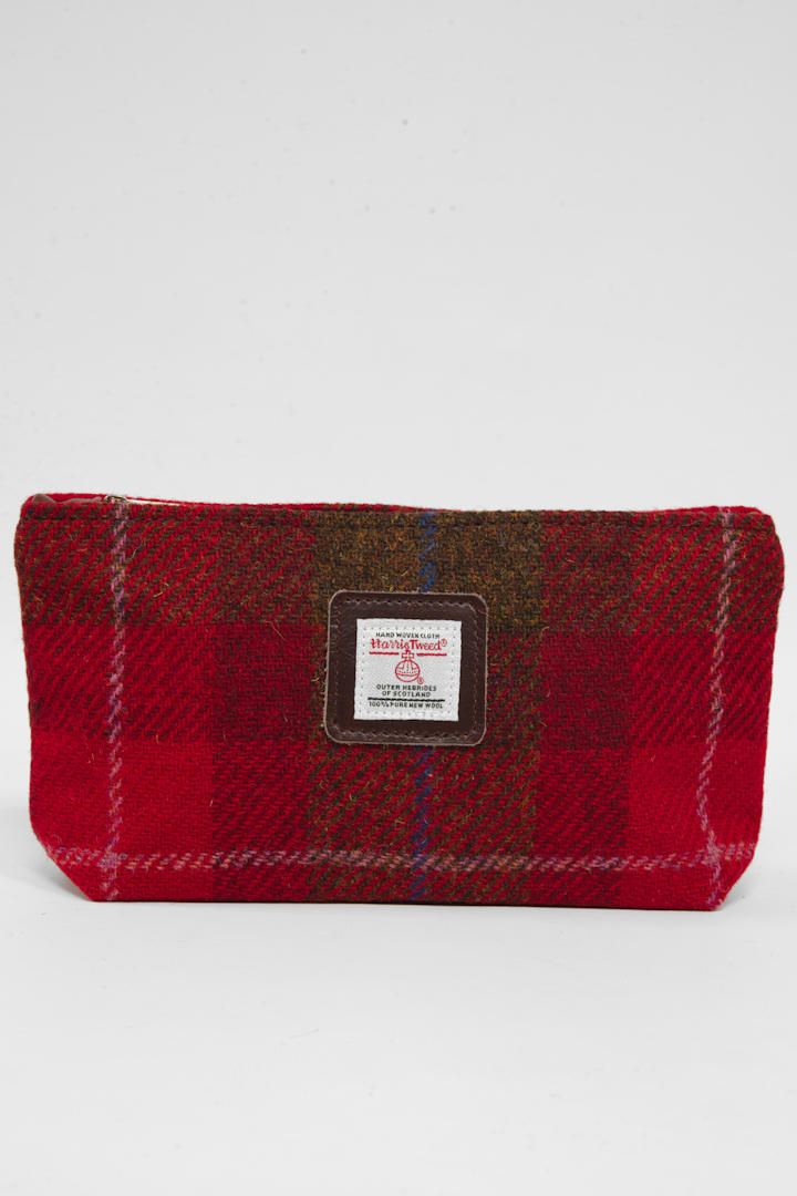 Harris Tweed Cosmetic Bag | A001 (Brown Leather)