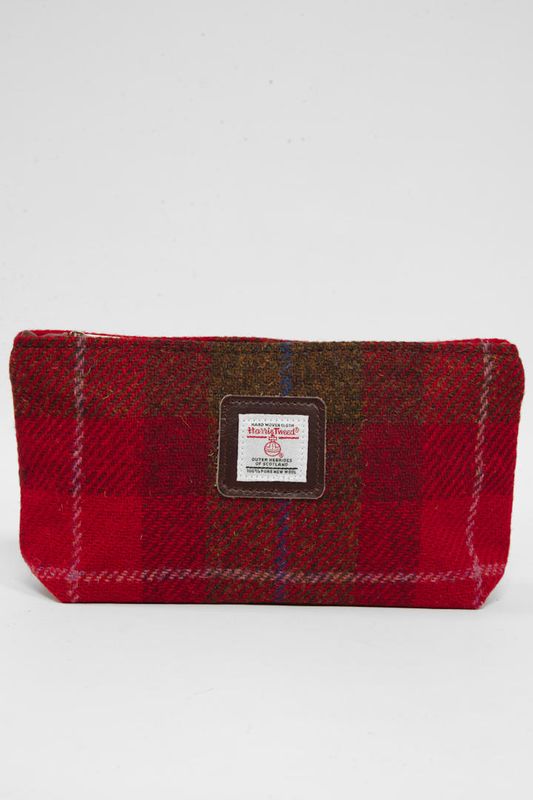 Harris Tweed Cosmetic Bag | A001 (Brown Leather)