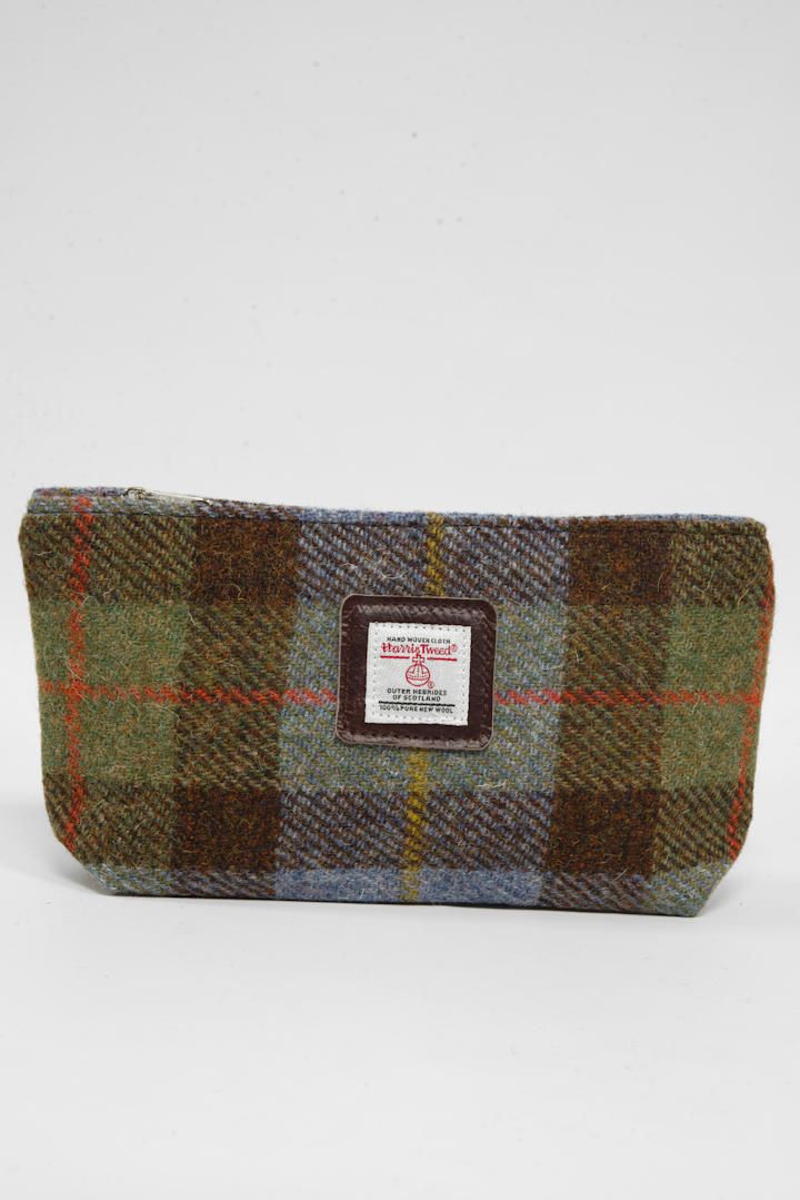Harris Tweed Cosmetic Bag | A017 (Brown Leather)