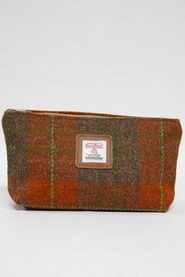 Harris Tweed Cosmetic Bag | A0124 (Tan Leather)